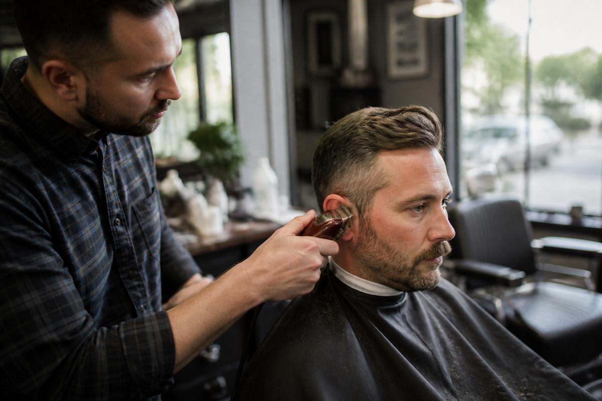 Clipper work along the temple at Compooroso Barbershop